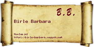 Birle Barbara névjegykártya